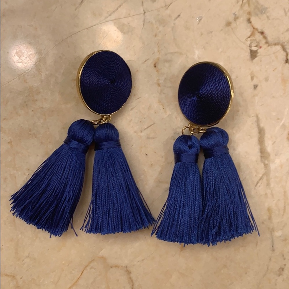 Royal blue SugarFix by Bauble Bar fringe earrings